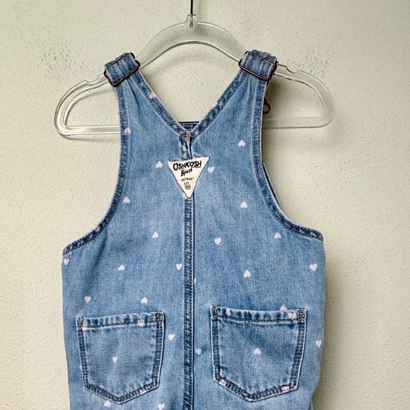 Carter’s Oshkosh Heart Print Denim Overalls 100% Cotton Adjustable Straps 18M - Picture 7 of 10